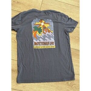 Marine Layer T-Shirt Tee Blue Mens Size Medium Bottoms Up Palm Tree